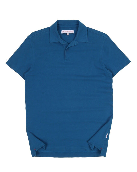 Men's ORLEBAR BROWN Blue Pique Cotton Polo Shirt Size M