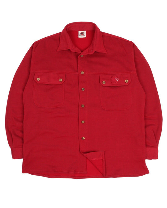 Men's Vintage MAMMUT Red Polartec Outdoor Pockets Thick Shirt Size M