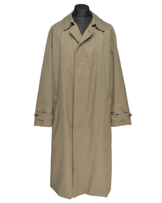 AQUASCUTUM Long Coat Beige Grey Cotton Mens Overcoat Size 42 UK