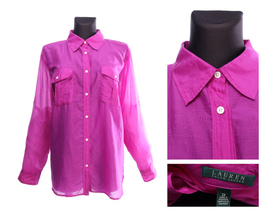 RALPH LAUREN Magenta Silk Blend LS Shirt Size 2X