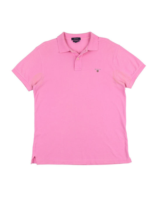 GANT Polo Shirt Pink Pique Cotton Men's Fitted Short Sleeve Size M