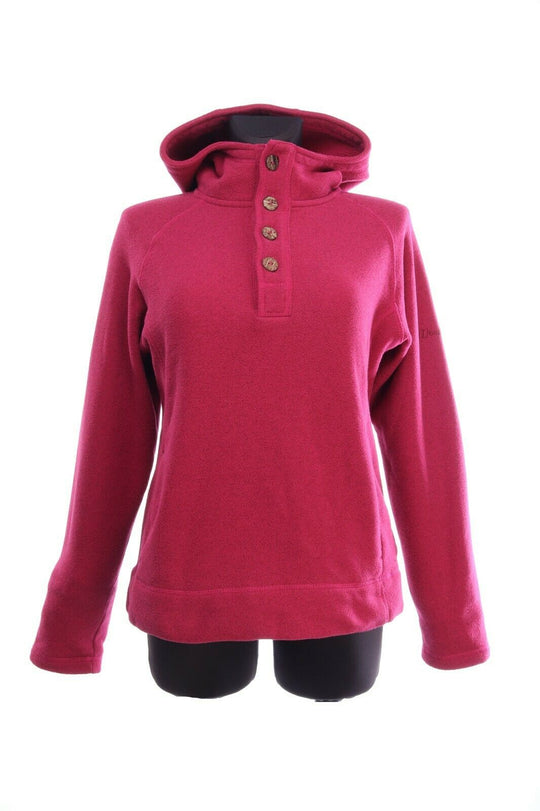 BERGHAUS Magenta Fleece Hooded Button Neck Pullover Jumper Size 12