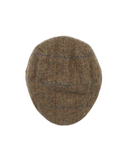HARRIS TWEED Check Herringbone Wool Flat Cap Hat Size M