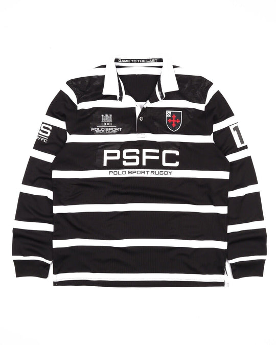 POLO SPORT RALPH LAUREN Rugby Shirt Black Striped  Men's Size XL