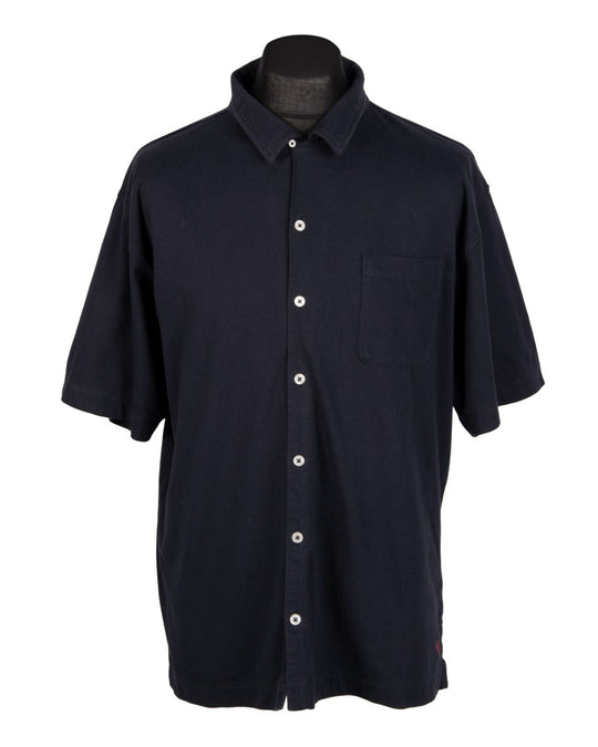 RALPH LAUREN Shirt Navy Blue Cotton Men's Short Sleeve  Size XL