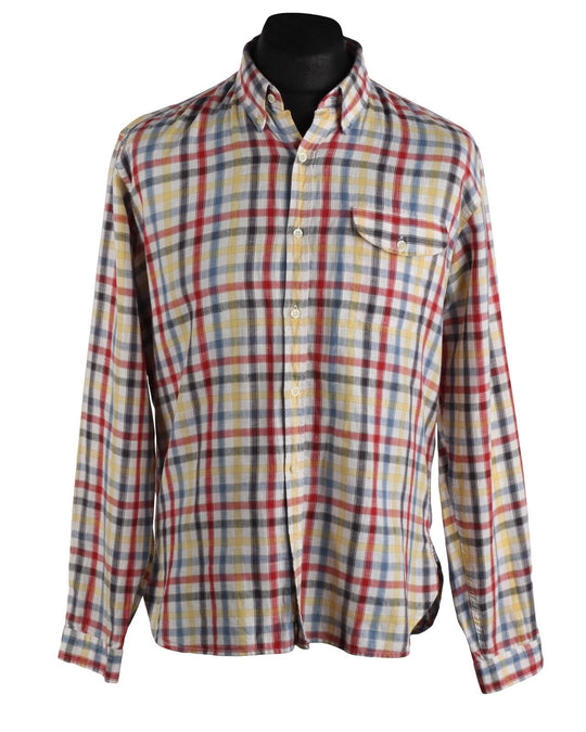 Men's OLIVER SPENCER Multicolor Check Cotton Shirt Size 15.5