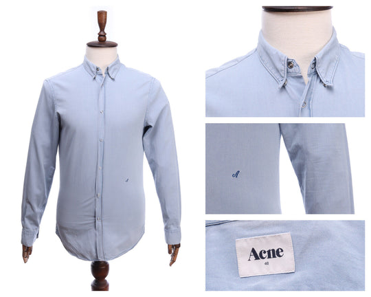 Men's ACNE Studios Blue Slim Denim AW11 Snap Shirt Size 48