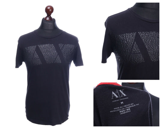 Vintage  ARMANI EXCHANGE Black Big Logo T-Shirt Size M