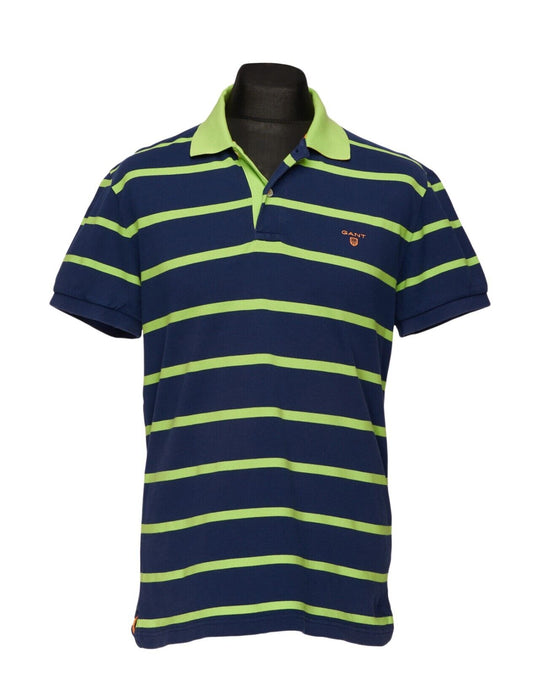 GANT Polo Shirt Navy Green Pique Cotton Men's Short Sleeve Size M