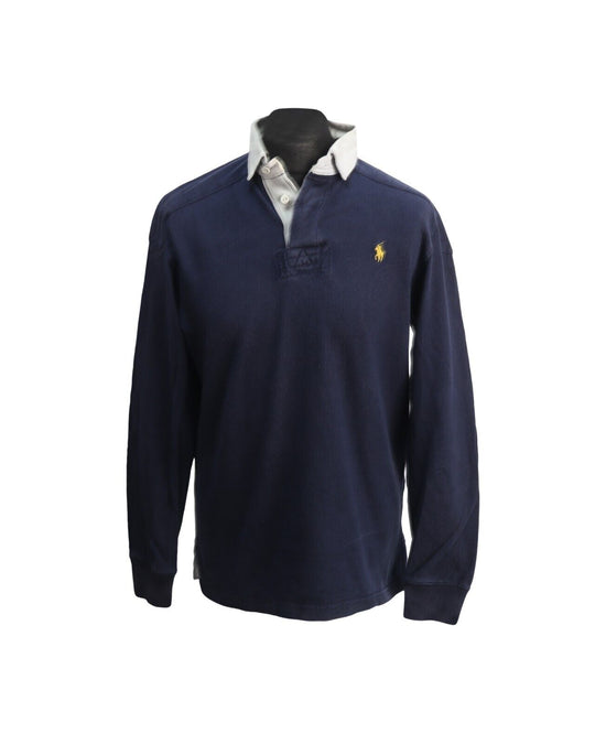 RALPH LAUREN Jumper  Navy Blue Long Sleeve Polo Neck Men's Custom Fit Size M