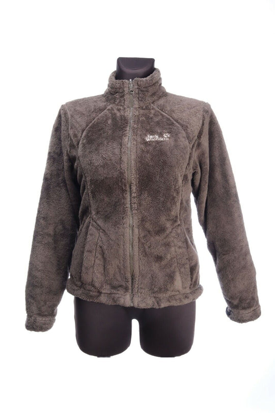 JACK WOLFWSKIN Dark Olive Deep Pile Fleece Nanuk Full Zip Outdoor Jacket Size 40