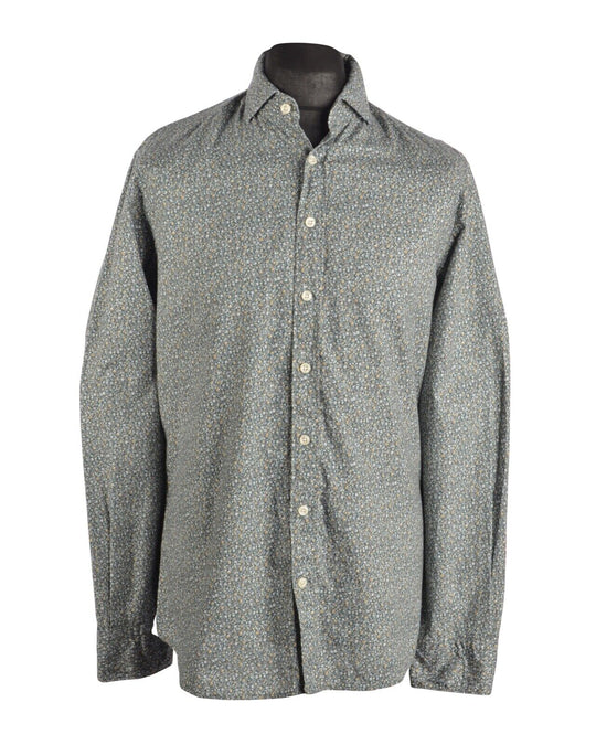 Men's HACKETT London Green Floral Pattern Cotton Shirt Size M Slim