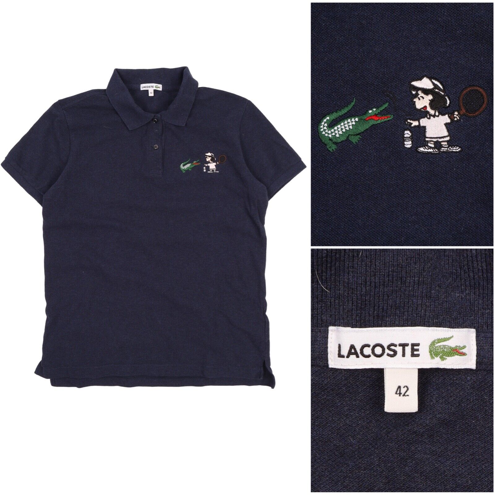 Lacoste x Peanuts Men's Blue Relaxed Fit Short Sleeve Polo Shirt