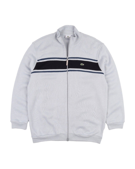 LACOSTE Full Zip Cardigan Navy Blue Wool Men's Jacket Big Stripe Size 6 / XL