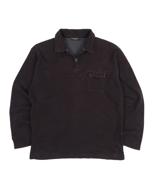YSL YVES SAINT LAURENT Vintage Polo Shirt Black Cotton Long Sleeve  Men's Size M