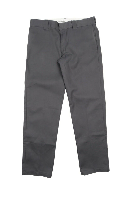 Men's DICKIES Grey Cotton Blend Slim Straight Pants Chino Work Trousers Size 36