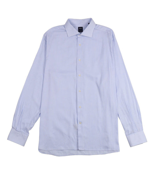 BOGGI Milano Dress Shirt White Navy Cotton Men's Tailored Fit Size 45 / 18