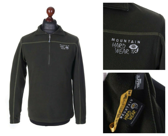 Men's MOUNTAIN HARDWEAR Green Macrochill Fleece 1/2 Zip Pullover Size s