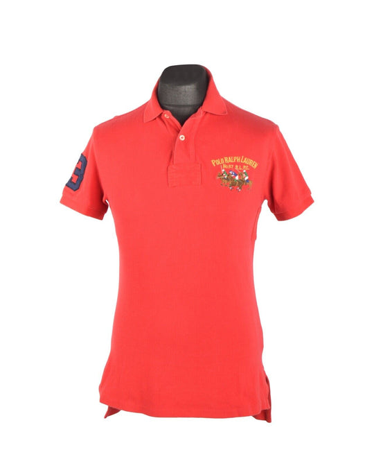 Men's Polo RALPH LAUREN Red Pique Cotton  Polo Shirt Size S