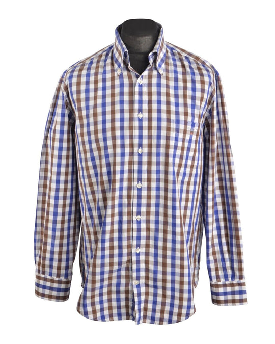 Men's GANT Gingham Check Portofino Poplin Cotton Shirt Size L