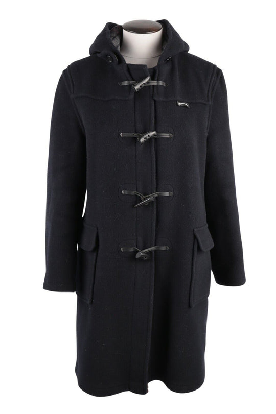 Women's Girl's Gloverall Navy Wool Blend Hooded Duffle Coat Size 15 years