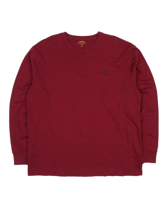 Men's POLO RALPH LAUREN Burgundy Red Cotton Long Sleeve T Shirt Size L