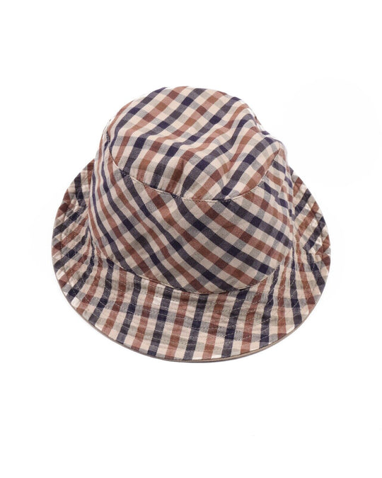 AQUASCUTUM Beige Cotton Classic Check Monogram Pattern Reversible Bucket Hat