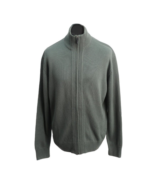 LACOSTE Cardigan Full Zip Green Cotton Wool Men's  Size 7