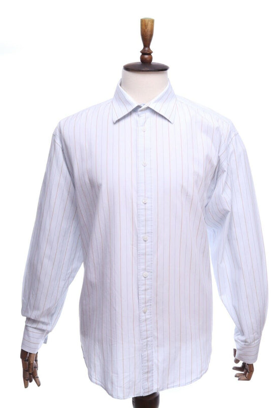YVES SAINT LAURENT Light Blue Striped Cotton Shirt Size XL