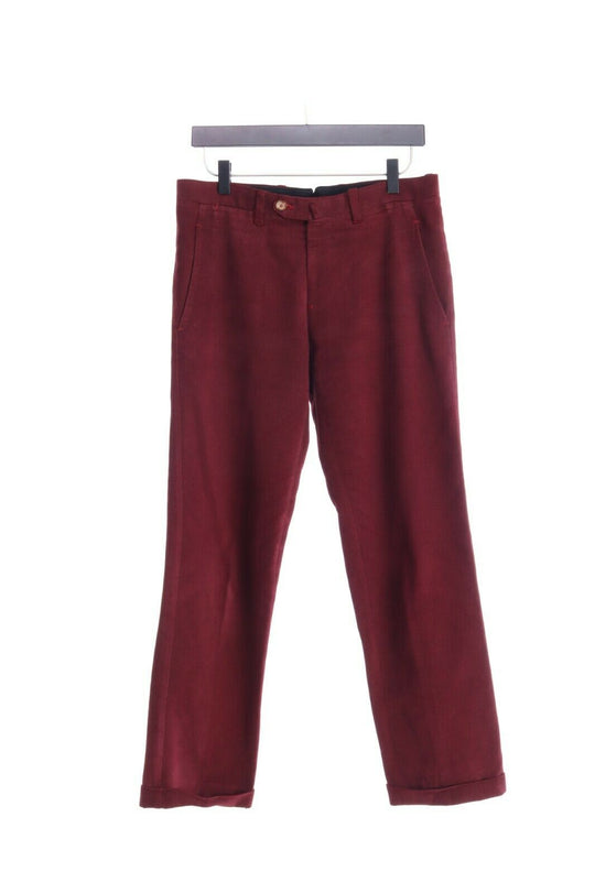 Men's SARTORIA CHIAIA NAPOLI Burgundy Bespoke Chino Pants Size 46 IT 36 UK