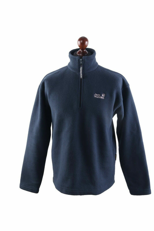 Men's JACK WOLFSKIN Navy 1/4 Zip Outdoor Nanuk Fleece Pullover Size 34 / s