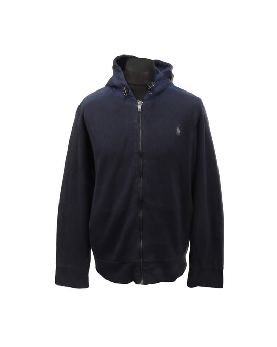 POLO RALPH LAUREN Hoodie Navy Blue Cotton Full Zip Jumper Men's Size L