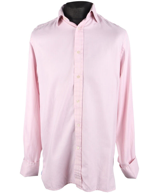 Men's HACKETT London Pink 2 Ply Herringbone Twill Cotton Shirt Size 16 / 41