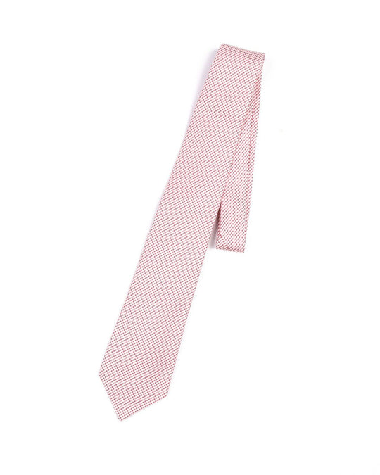 LUIGI BORRELLI Napoli Tie Red White Houndstooth Silk Men's Woven Necktie