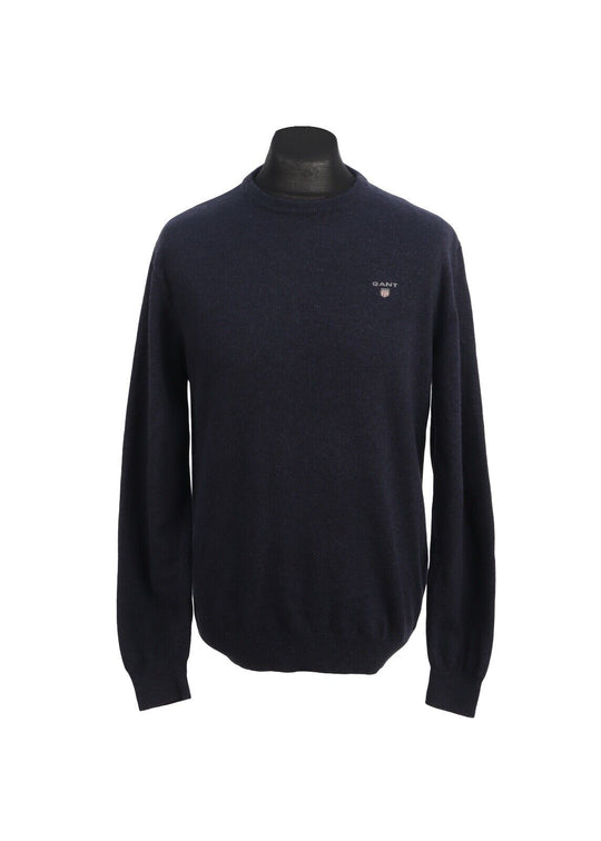 GANT Crew Neck Navy Blue Lambswool Men's Jumper Size XL