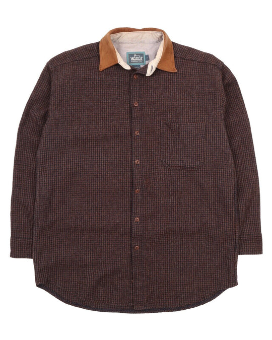 Men's WOOLRICH  USA Brown Check Wool Flannel Shirt Size L