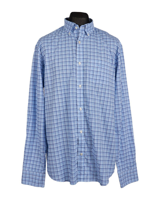 GANT Broadcloth Gingham Shirt Blue Check Cotton Long Sleeve Mens Size XL
