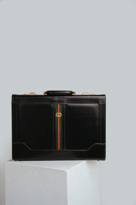 Vintage GUCCI Accessory Collection Authentic Black Code Locker Paper Briefcase