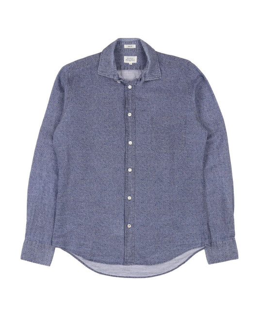 HARTFORD Shirt Blue Floral Cotton Linen Mens Button Down Size S