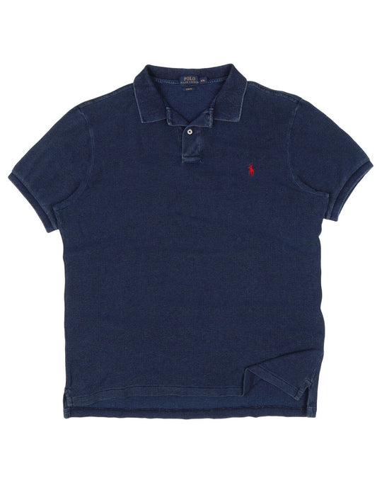 Men's POLO RALPH LAUREN Navy Blue Pique Cotton Logo Polo Shirt Size XXL