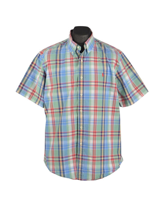 Men's POLO RALPH LAUREN Multicolor Check Cotton Short Sleeve Shirt Size XL