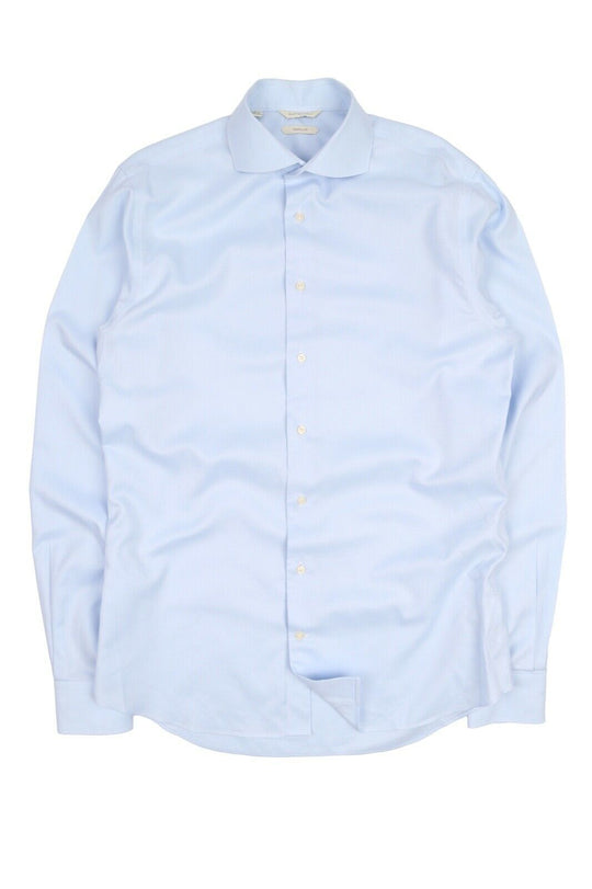 Men's SUIT SUPPLY Traveller Blue Cotton Dress Shirt Size 16 / 41 - 7 Extra Slim