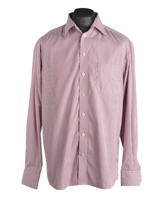 Men's ETON Red Striped Cotton Classic Shirt Size 42 / 16