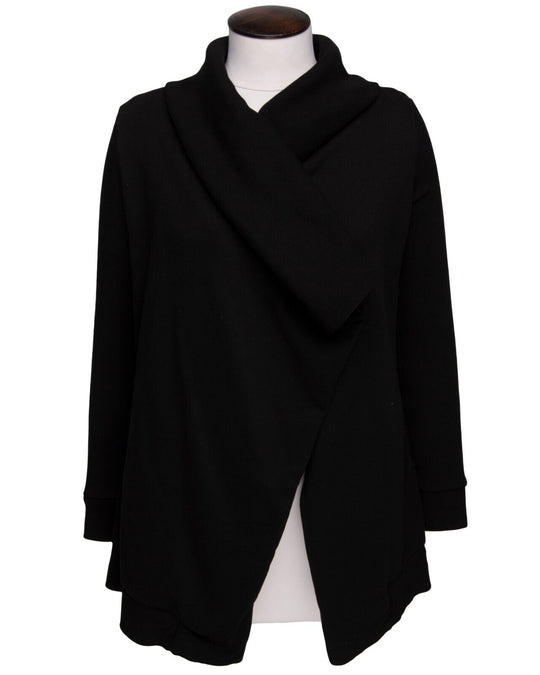 ALLSAINTS Dashlia Sweat Cardigan Black Cotton Blend Womens Sweater Size S