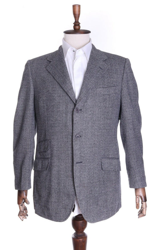 Men's BELVEST BLASER Grey Cashmere Wool Super 110's Blazer Jacket Size 52 R