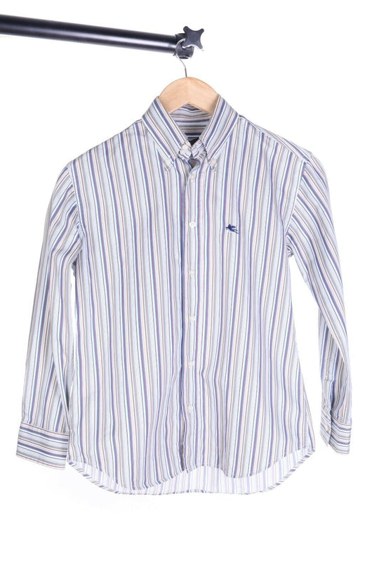 Boy's ETRO Milano Multicolored Striped 100% Cotton LS Shirt Size 10 years