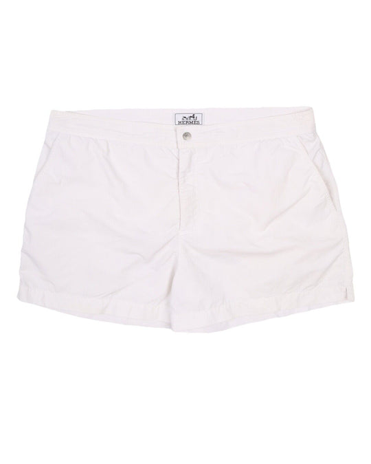 Men's HERMES Paris White Swim Shorts Size 34 / L