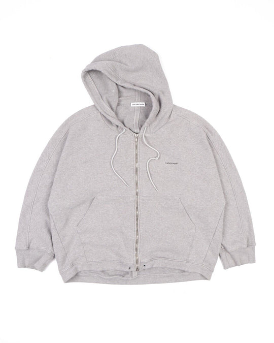 BALENCIAGA Hoodie Gray Cotton Full Zip Jumper Men's Size ~ L