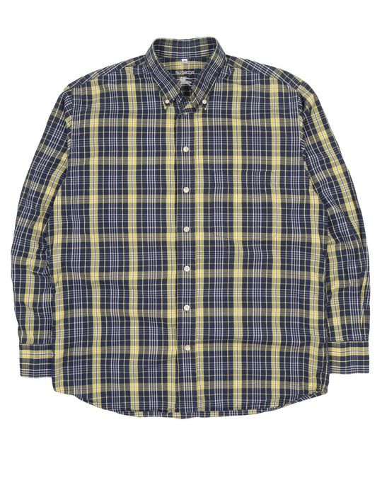 Men's Vintage BURBERRY'S Blue Check Cotton Long Sleeve Pocket Shirt Size M