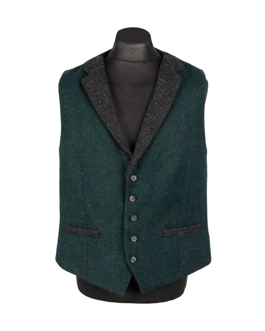 Vintage HARRIS TWEED Vest Green Wool Men's Size 54